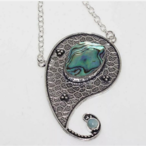 925 STALLING SILVER ABALONE SHELL NECKLACE - Picture 2 of 3